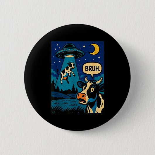 Funny Cow Meme Ufo Alien Zoo Boys Girls Kids Ronde Button 5,7 Cm (Voorkant)