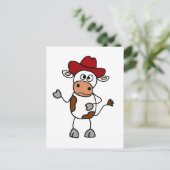 Funny Cow met rood cowboy Pet Briefkaart (Staand voorkant)