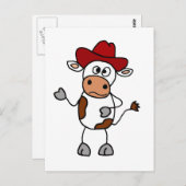 Funny Cow met rood cowboy Pet Briefkaart (Voorkant / Achterkant)