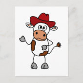 Funny Cow met rood cowboy Pet Briefkaart (Voorkant)