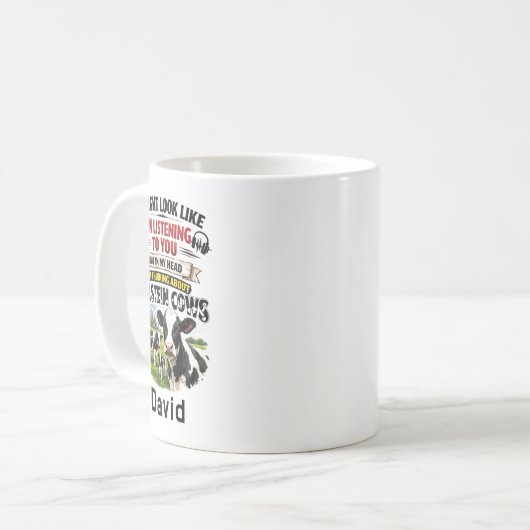 Funny Cow Mug – Thinking About Holstein Cows Koffiemok (Voorkant links)