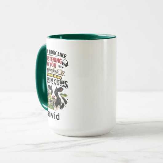 Funny Cow Mug – Thinking About Holstein Cows Mok (Voorkant links)