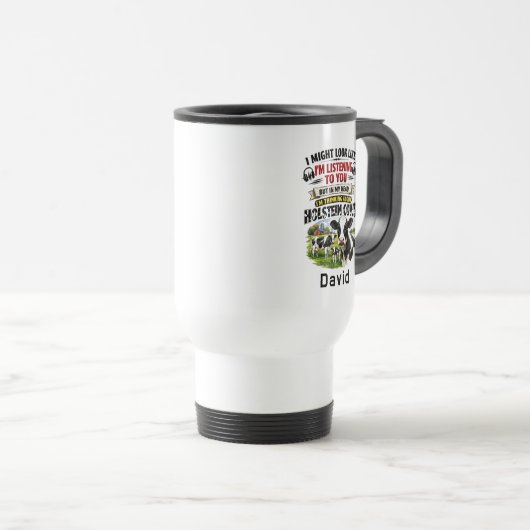 Funny Cow Mug – Thinking About Holstein Cows Reisbeker (Voorkant rechts)