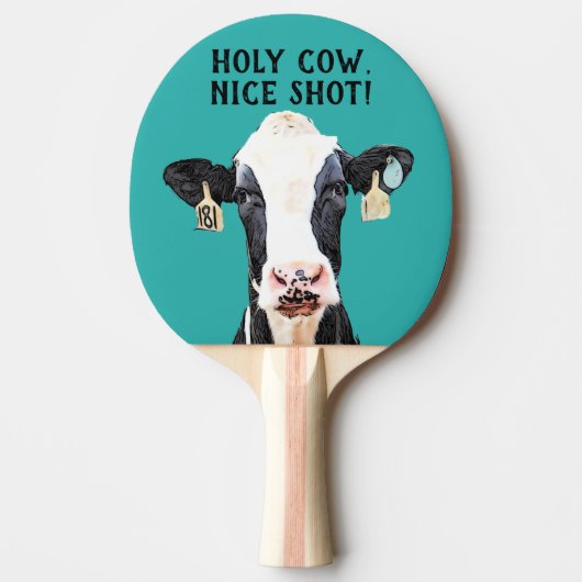 Funny Cow Pun Nice Shot Holstein Dairy Animal Tafeltennisbatje (Voorkant)
