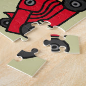Funny Cow Pushing Red Lawn Mower Cartoon Legpuzzel (Zijkant)