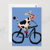 Funny Cow Riding Bicycle Art Briefkaart (Voorkant / Achterkant)