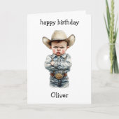 Funny Cowboy Baby Birthday Card Kaart (Voorkant)