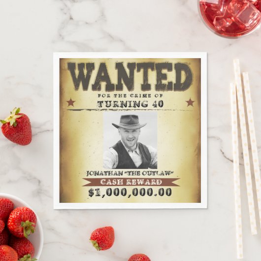 Funny Cowboy Birthday Party Theme Gezocht Poster Servet (Insitu)