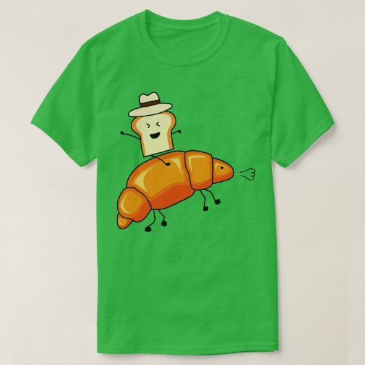 Funny Cowboy Bread Toast Riding Croissant Horse T-shirt (Design voorkant)