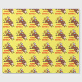 Funny Cowboy Bull Rider Birthday Wrapping Paper Cadeaupapier (Vlak)