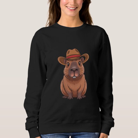 Funny Cowboy Capybara Kids Retro Graphic Trui (Voorkant)