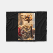 Funny Cowboy Cat Selfie With Charging Bull Western Fleece Deken (Voorkant (Horizontaal))