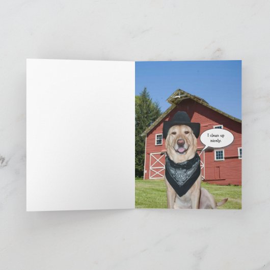 Funny Cowboy Dog/Lab Valentijn Feestdagen Kaart (Binnen)