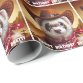 Funny Cowboy Ferret Westerne Stijl Verjaardag Cadeaupapier (Rol Hoek)