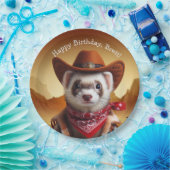 Funny Cowboy Ferret Westerne Stijl Verjaardag Papieren Bordje (Feest)