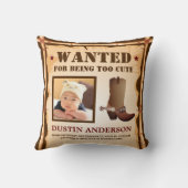Funny Cowboy Foto Gezochte Poster Baby Birth Stats Kussen (Achterkant)