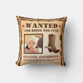 Funny Cowboy Foto Gezochte Poster Baby Birth Stats Kussen (Voorkant)