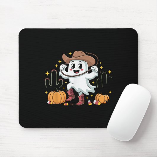 Funny Cowboy Halloween Ghost Western Fall For Spoo Muismat (Met muis)