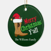 Funny Cowboy Merry kerst Yall Keramisch Ornament (Links)
