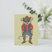 Funny Cowboy Mouse Briefkaart (Staand voorkant)