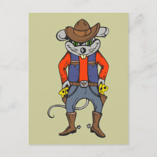 Funny Cowboy Mouse Briefkaart