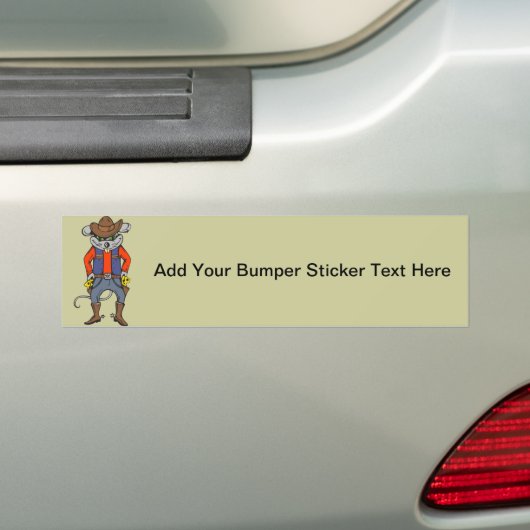 Funny Cowboy Mouse Bumpersticker (Op auto)