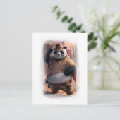 Funny Cowboy Panda on a White  Feestdagenkaart (Staand voorkant)