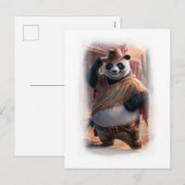 Funny Cowboy Panda on a White  Feestdagenkaart (Voorkant / Achterkant)