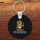 Funny Cowboy Raccoon Saying Weird Stuff Meme Humor Sleutelhanger (Voorkant)