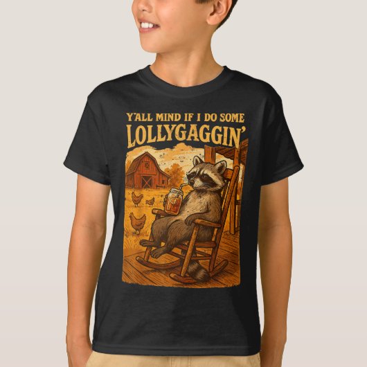 Funny Cowboy Raccoon, Y'all Mind If I Do Some Loll T-shirt (Voorkant)