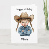 Funny Cowgirl Baby Birthday Card Kaart (Voorkant)