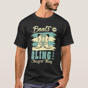 Funny Cowgirl Boots Bling T-shirt