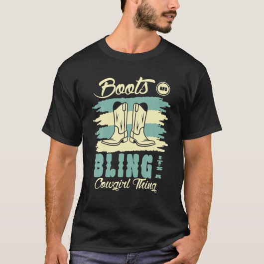 Funny Cowgirl Boots Bling T-shirt (Voorkant)