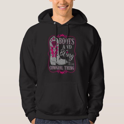 Funny Cowgirl Boots Bling Westerne vrouwen Hoodie (Voorkant)
