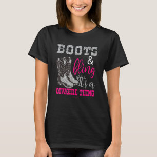 Funny Cowgirl Boots Bling Women Cute Love Country T-shirt