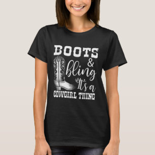 Funny Cowgirl Boots Bling Women Gift Cute Love Cou T-shirt