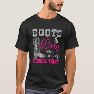 Funny Cowgirl Boots Bling Women Gift Cute Love Cou T-shirt