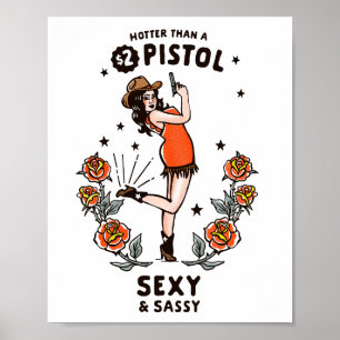 Funny Cowgirl Poster.  Westerne Cowgirls Kunst Poster