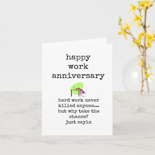 Funny Coworker Jubileum Kaart (Gele Bloem)
