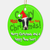 Funny Cowy-kerstkerstmankoe Keramisch Ornament (Links)