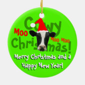 Funny Cowy-kerstkerstmankoe Keramisch Ornament (Achterkant)