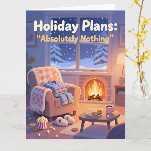 Funny Cozy Christmas Card Holiday Plans Absolutely Kaart (Gele Bloem)