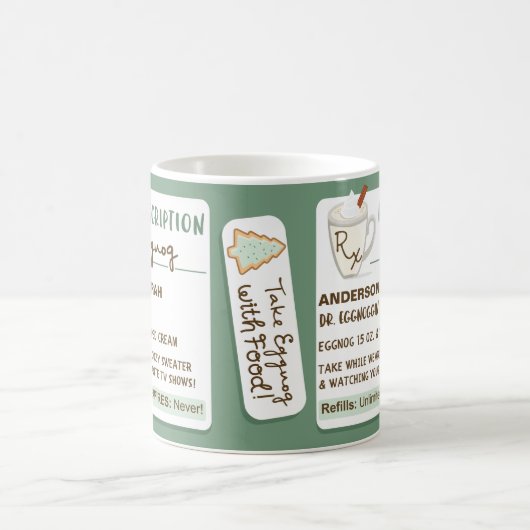 Funny Cozy Prescription Holiday Eggnog Koffiemok (Center)