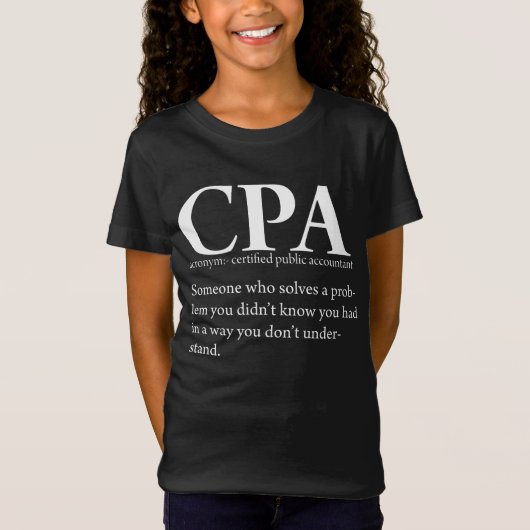 Funny CPA Certified Public Accountant Definition T-shirt (Voorkant)