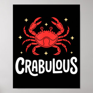 Funny Crab Art For Men Women Kids Crabby Crabbing  Poster