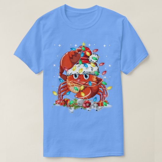 Funny Crab Christmas Tree Lights T-shirt (Design voorkant)