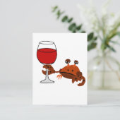 Funny Crab Drink wijnkunst Briefkaart (Staand voorkant)