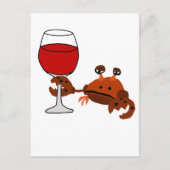 Funny Crab Drink wijnkunst Briefkaart (Voorkant)