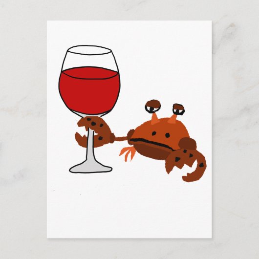 Funny Crab Drink wijnkunst Briefkaart (Voorkant)
