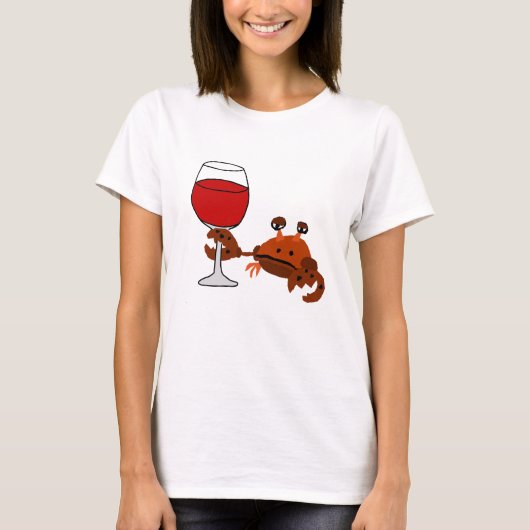 Funny Crab Drink wijnkunst T-shirt (Voorkant)